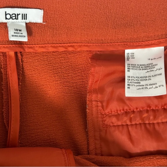 Bar III Burnt Orange Rust Tie Waist Crepe Cropped Dress Pants size 18W - Picture 7 of 7